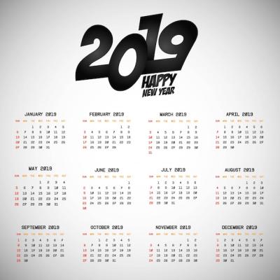 2019 Calendar Design with Light Background Vector – Free to Download