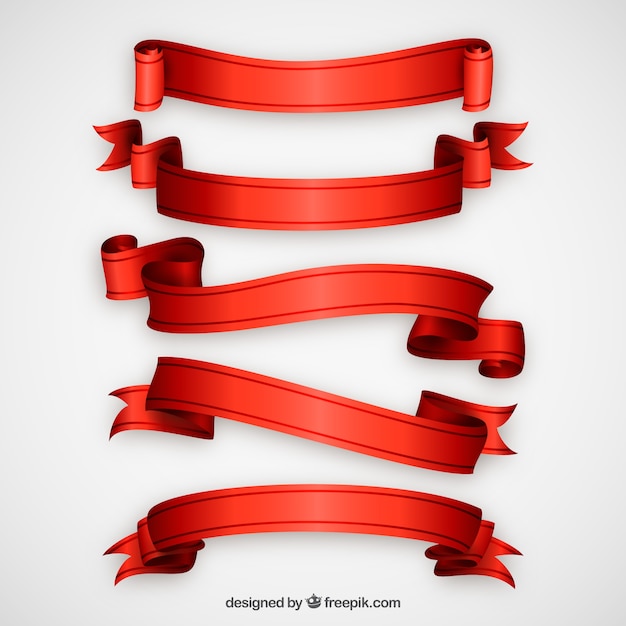 Realistic Red Ribbons Pack – Free Download