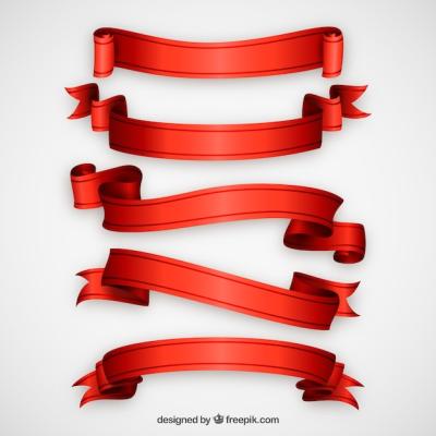 Realistic Red Ribbons Pack – Free Download