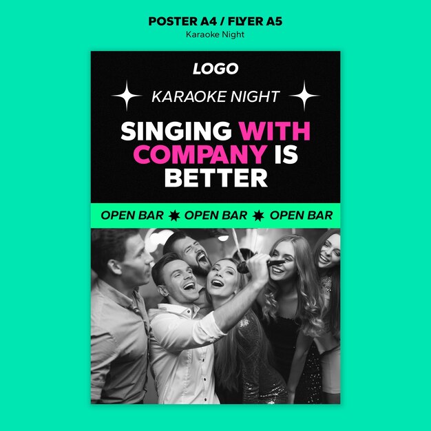 Karaoke Night Party Vertical Poster Template – Free to Download