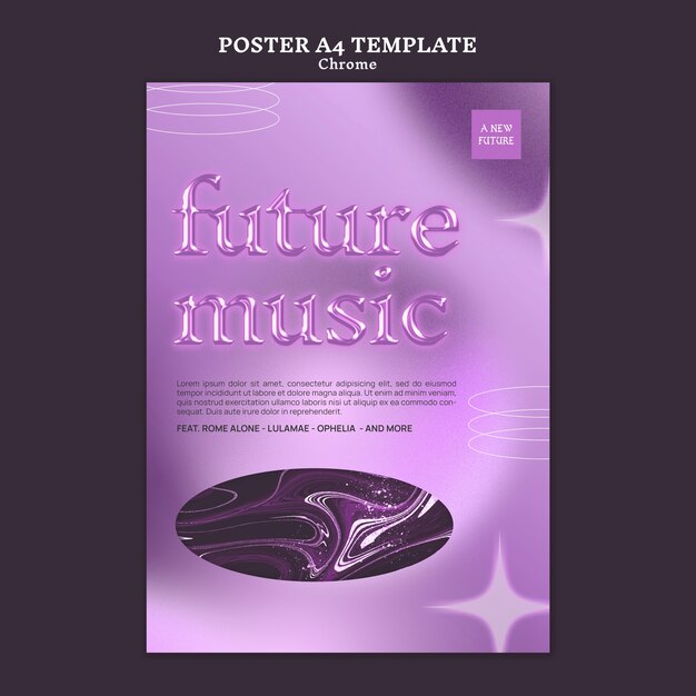 Chrome Music Poster Design Template – Free Download