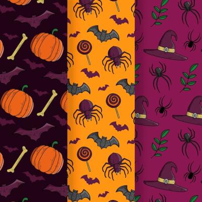 Hand Drawn Halloween Pattern Set – Download Free Stock Photos