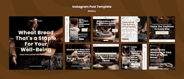 Flat Design Bakery Instagram Posts – Free Download