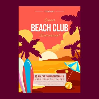 Vertical Poster Template for Beach Club and Party – Download Free Stock Photo