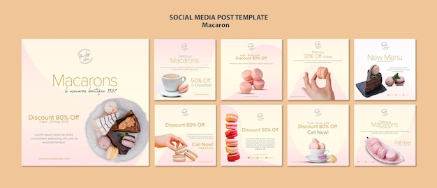 Macarons Social Media Post Template – Free Download