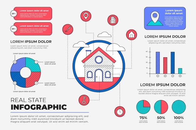 Linear Flat Real Estate Infographic Template – Free Download