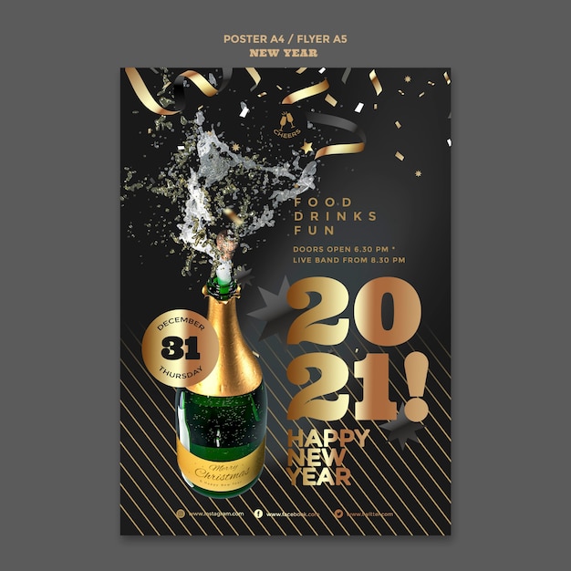 Happy New Year Party Poster Template – Free Download