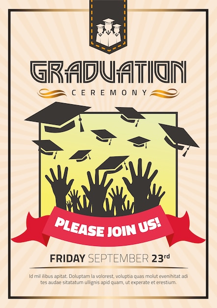 Graduation Ceremony Poster Featuring Graduation Caps – Free Download