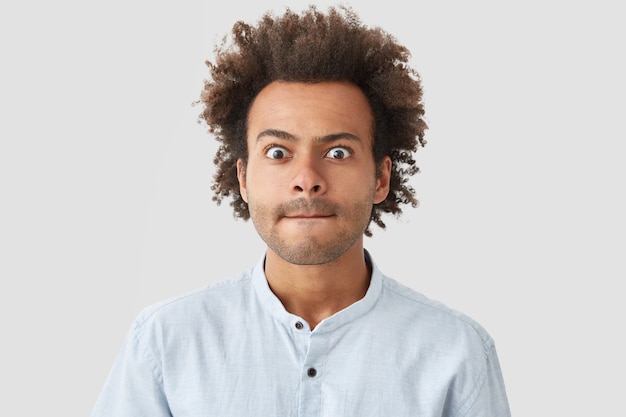 Young Man with Curly Hair in a Shirt – Free Stock Photo, Download Free Stock Photo