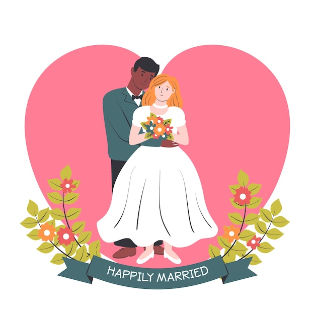 Hand Drawn Wedding Interracial Couple – Free Stock Photo, Download for Free