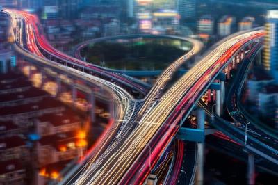 Light Trails on Highway in City at Night – Free Stock Photo Download