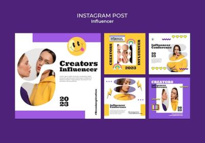 Flat Design Influencer Template for Creative Projects – Free to Download