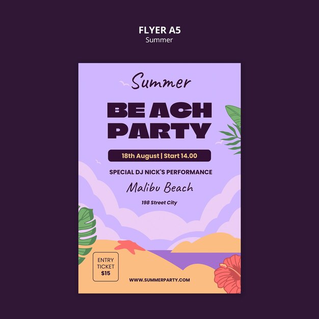 Summer Party Template Design – Free to Download