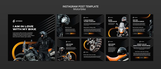 Realistic Motorbike Business Instagram Post Set – Free Download