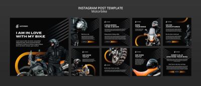 Realistic Motorbike Business Instagram Post Set – Free Download