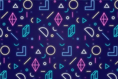 Geometric Shapes Neon Lights Background – Free Download