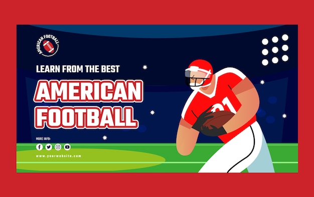 American Football Facebook Template in Flat Design – Free Download