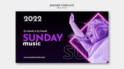 Gradient Music Event Banner Template – Free Download