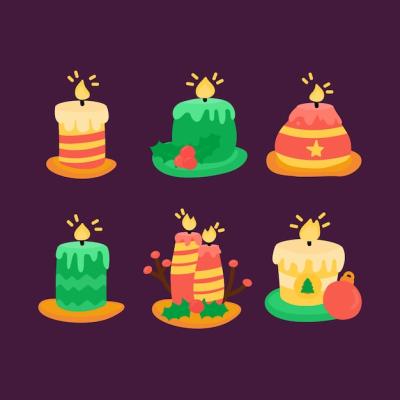 Hand Drawn Christmas Candle Collection – Free Download