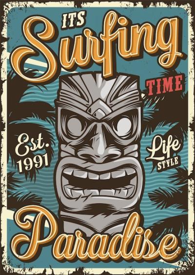 Vintage Surfing Poster – Free Download, Free Stock Photo