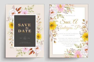 Wedding Invitation Floral Illustration – Free Download