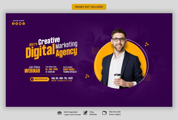 Digital Marketing Live Webinar and Corporate Web Banner Template – Free Download