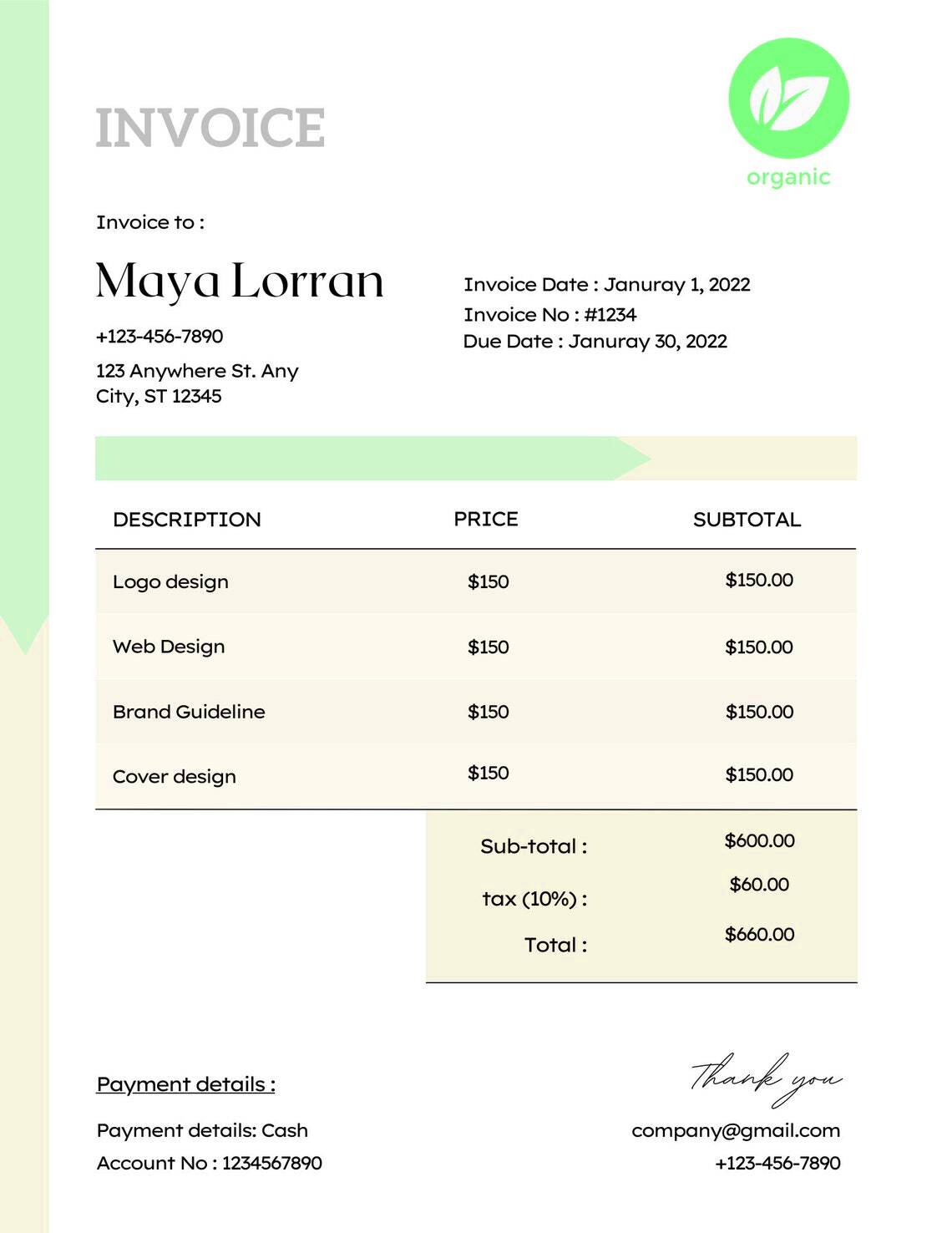 Canva Invoice Editable Template Printable Invoice Form Etsy