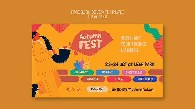 Autumn Season Template in Flat Design – Free Download