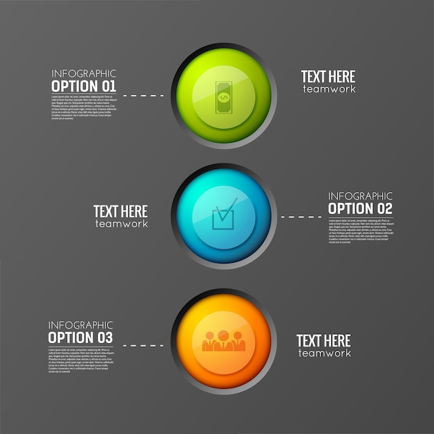 Colorful Infographic Business Concept with Three Round Buttons – Free Download