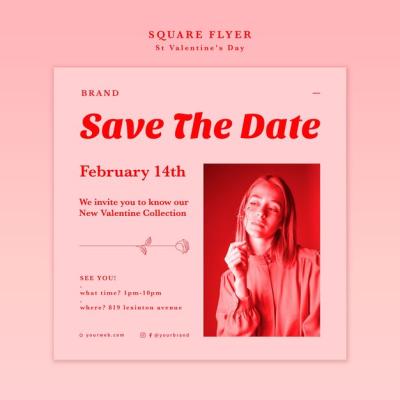 Valentine’s Day Square Flyer Template – Free Download