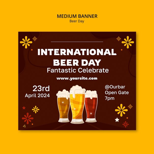 Rectangle Banner for Beer Day Celebration – Free Download