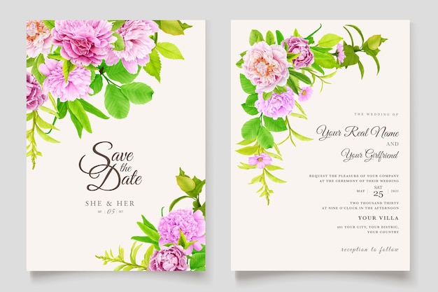 Hand-Drawn Peonies Background and Frame Design Card – Free Download