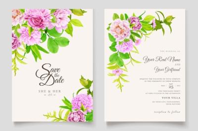 Hand-Drawn Peonies Background and Frame Design Card – Free Download