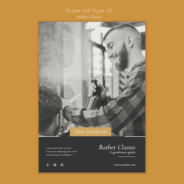 Vertical Poster for Barber Classes – Free Download