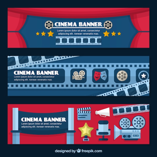 Red and Blue Cinema Banners – Free Download