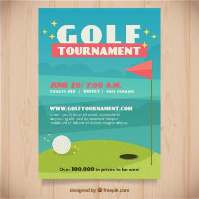 Golf Tournament Flyer in Flat Style – Free Download