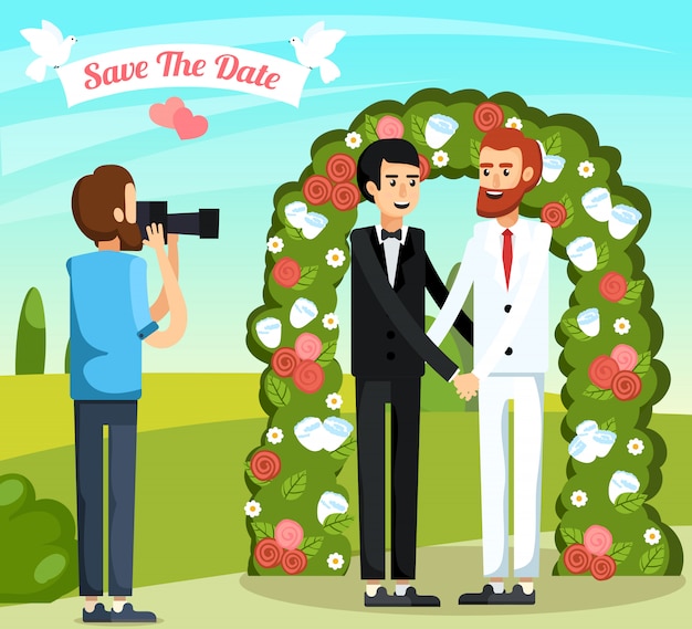 Orthogonal Composition of Flat Wedding Characters – Free Download