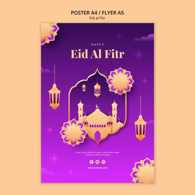 Eid al-Fitr Template Design for Festive Celebrations – Free Download