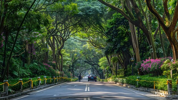 Enchanting Pathway Through Lush Camphor Tree Forest with Scenic Overlook – Free Stock Photo for Download