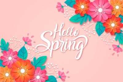 Spring Background in Paper Style – Free Download