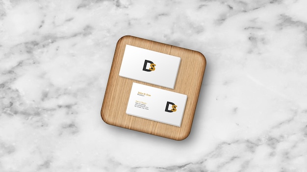 Business Card Stack Mockup on Wood Board – Free Stock Photo, Download Free