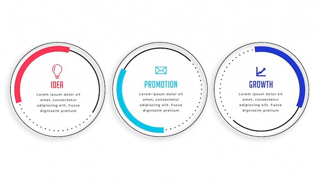 Modern Design Circular Infographic Template in Three Steps – Free Download