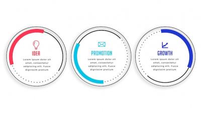 Modern Design Circular Infographic Template in Three Steps – Free Download