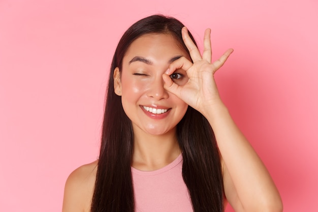 Attractive Asian Girl with Kawaii Style: Okay Gesture – Free Download