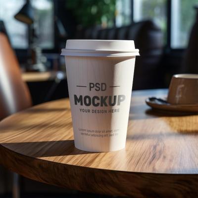 Cup of Coffee PSD Mockup on the Table – Free Download