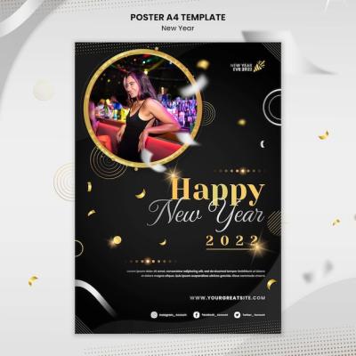 New Year Poster Template Design – Free Download