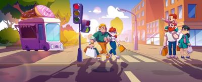 People Crossing a City Street on a Sunny Day – Free Download