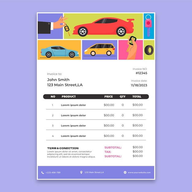 Hand Drawn Car Dealer Invoice – Free Download