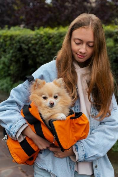 Girl Carrying Puppy in Bag – Free Download, Free Stock Photo