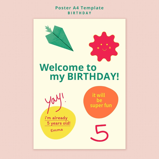 Birthday Invitation Poster Template – Download Free Stock Photo